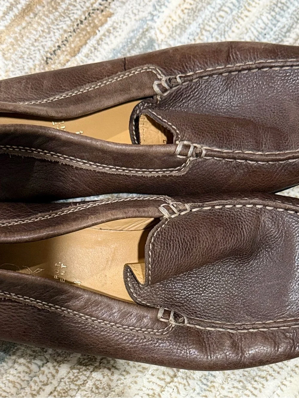 Geox Brown Pebbled Leather Slip-On Moccasins